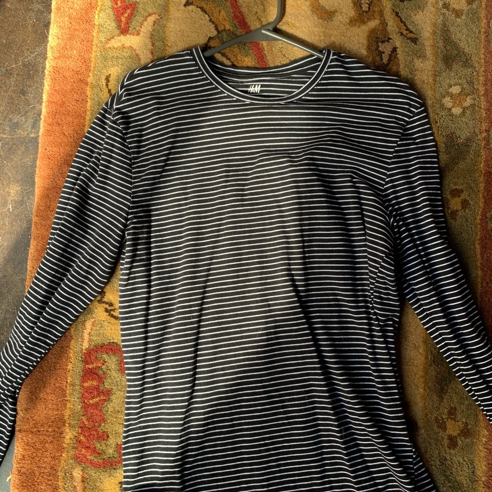H&M Long Sleeved Tee, Black and White Striped